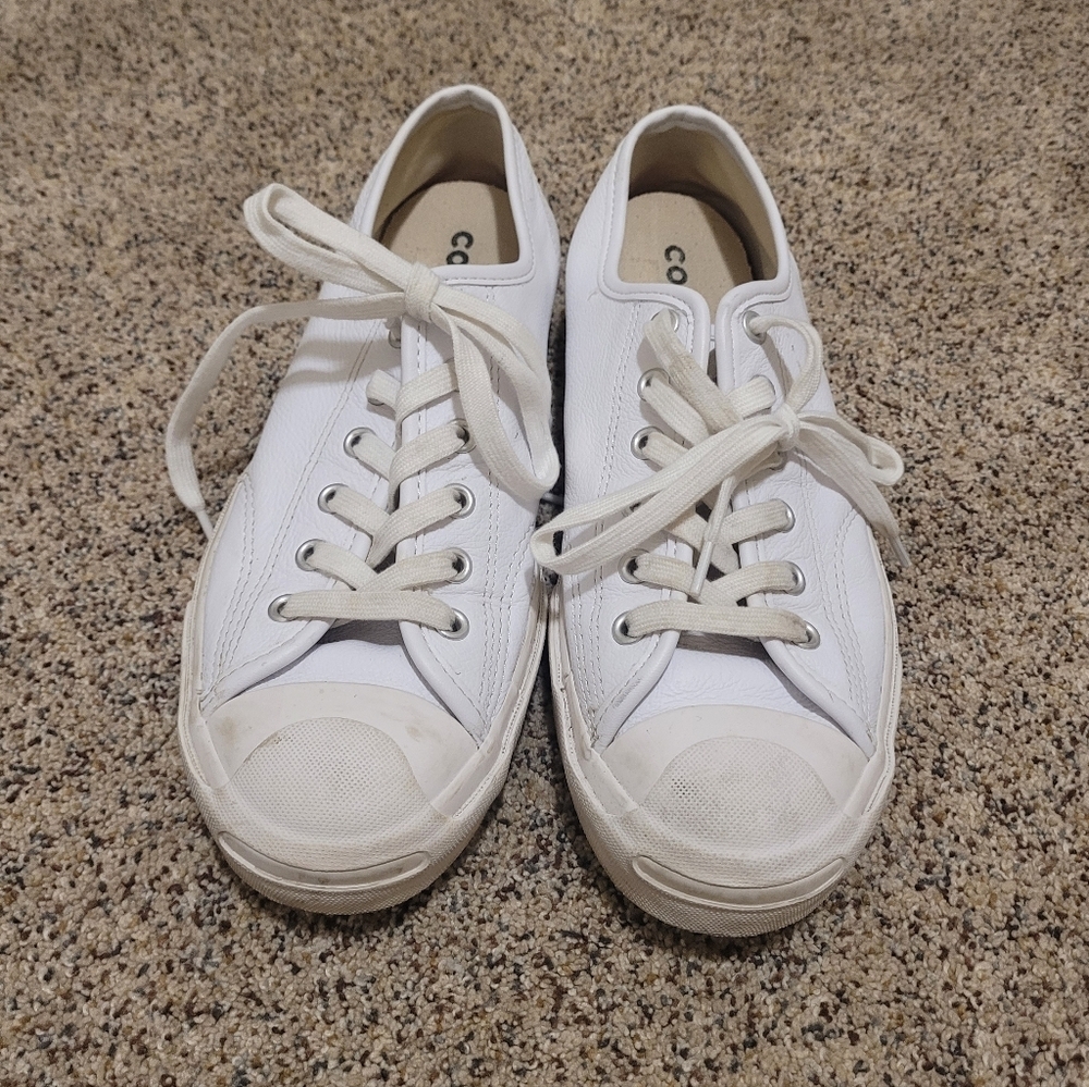 Converse Jack Purcell Leather White Sneakers Womens 8.5 - Picture 4 of 4